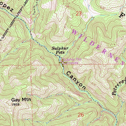 Topographic Map of Sulphur Pot Rustic Campsite, CA