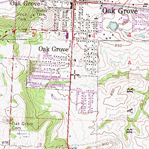 Topographic Map of Oak Grove Police Department, MO