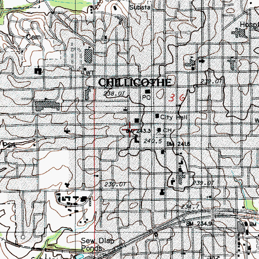Topographic Map of Chillicothe Police Department, MO