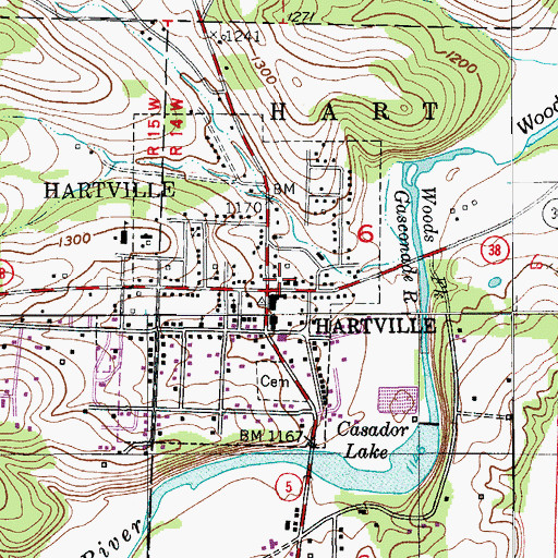 Topographic Map of City of Hartville Police Department, MO