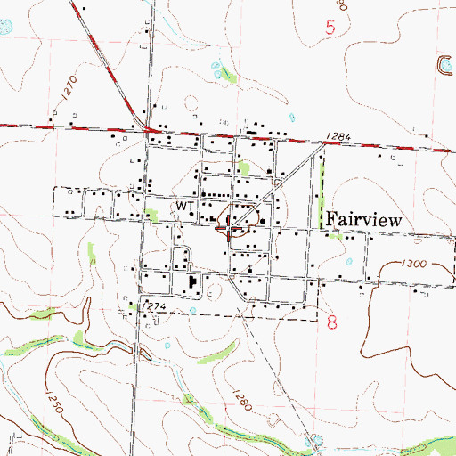 Topographic Map of Fairview Police Department, MO