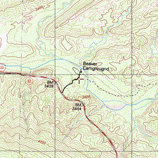 Topographic Map of Beaver Camp, CA