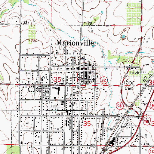 Topographic Map of Marionville Police Department, MO