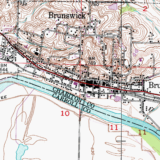 Topographic Map of Brunswick Police Department, MO