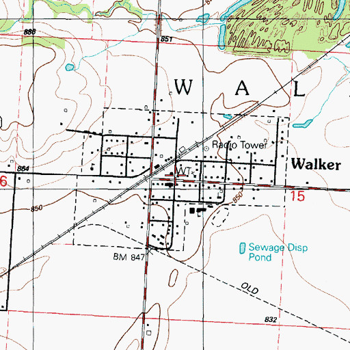 Topographic Map of Walker Police Department, MO