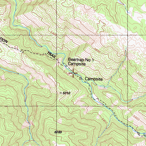 Topographic Map of Beartrap Number One Campground, CA