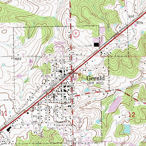 Topographic Map of Gerald Police Department, MO
