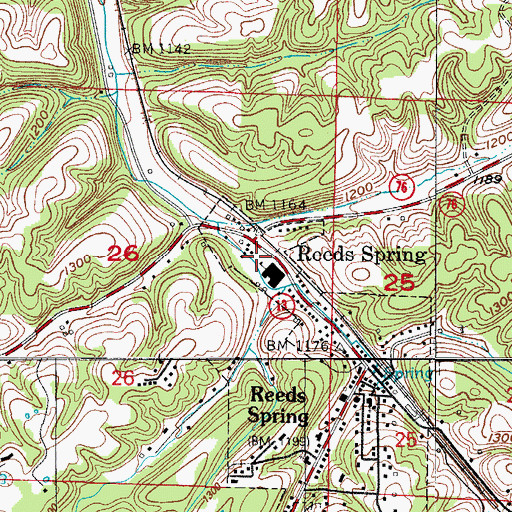 Topographic Map of Reeds Spring Police Department, MO