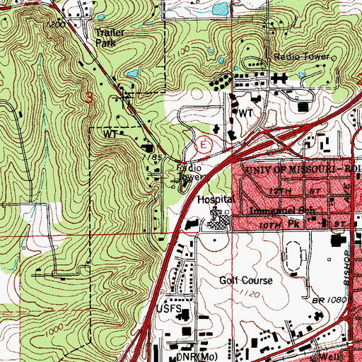 Topographic Map of Missouri State Highway Patrol Troop I Headquarters, MO