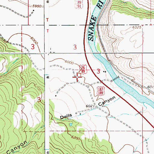 Topographic Map of Wyoming Highway Patrol District 3 Division K, WY
