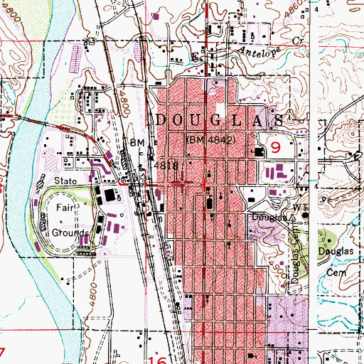 Topographic Map of Douglas Police Department, WY
