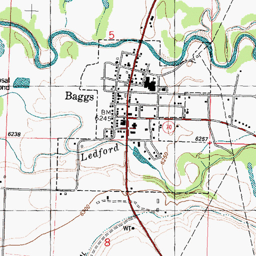 Topographic Map of Baggs Town Police Department, WY