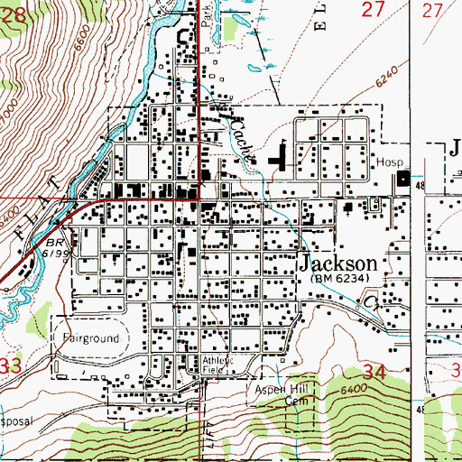 Topographic Map of Jackson Police Department, WY