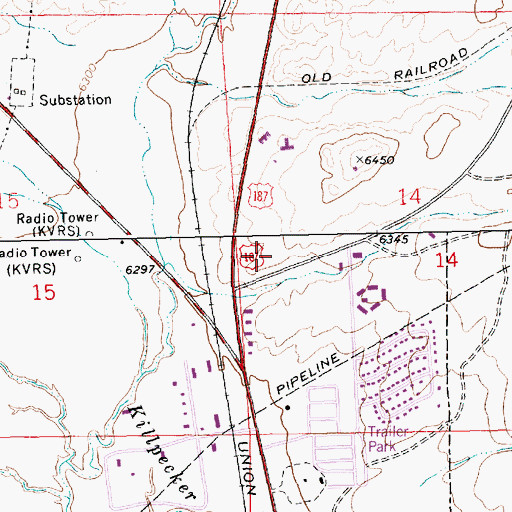 Topographic Map of Wyoming Highway Patrol District 3, WY