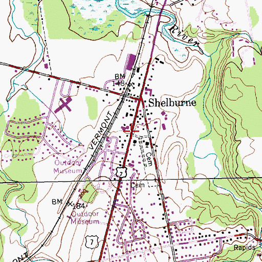 Topographic Map of Shelburne Police Department, VT
