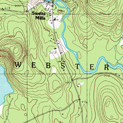 Topographic Map of Webster Police Dept, NH