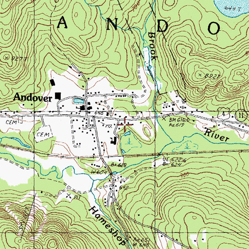 Topographic Map of Andover Police Dept, NH