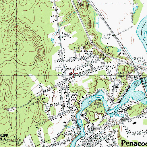 Topographic Map of Boscawen Police Department, NH