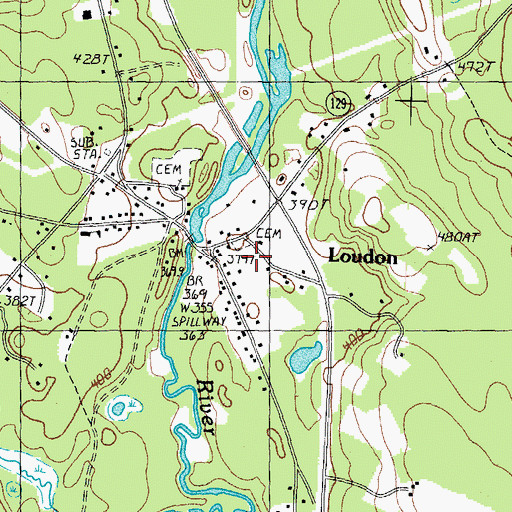 Topographic Map of Loudon Police Department, NH