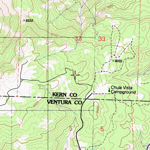 Topographic Map of Chula Vista Campground, CA