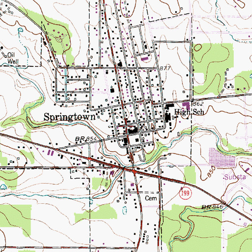 Topographic Map of Springtown City Hall, TX
