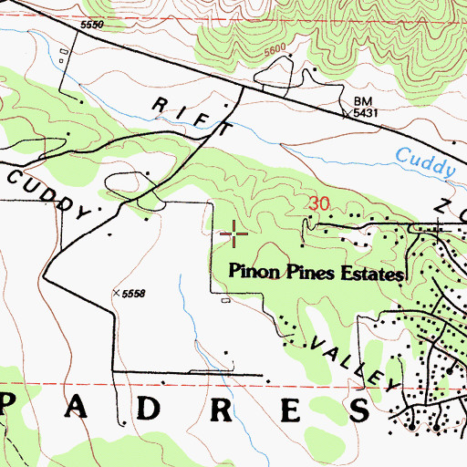 Topographic Map of Pinon Pines, CA