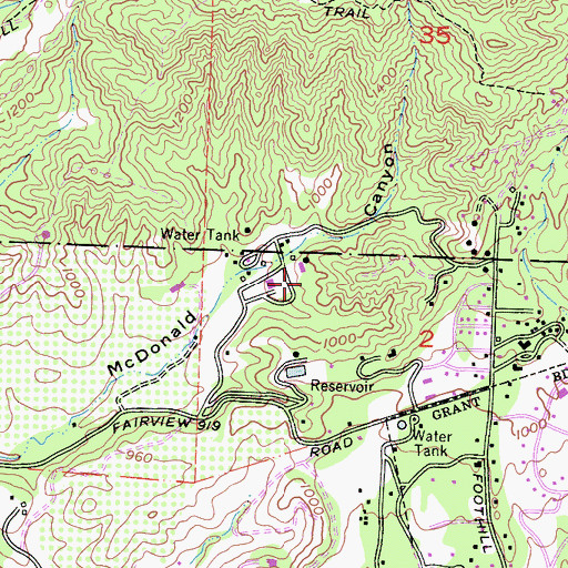 Topographic Map of Camp Romah, CA