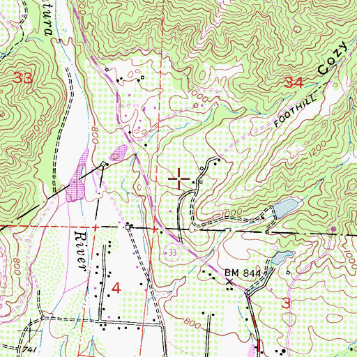 Topographic Map of Oma Ojai Ranch, CA