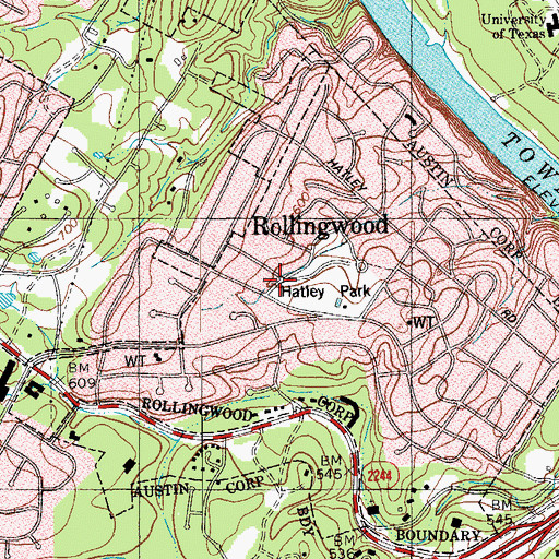 Topographic Map of Rollingwood City Hall, TX