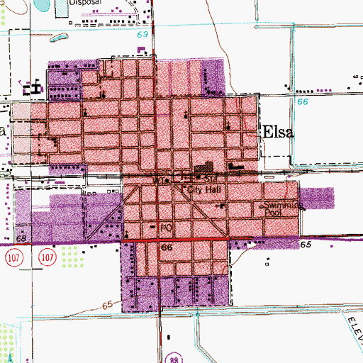 Topographic Map of Elsa City Hall, TX