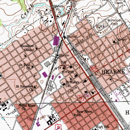Topographic Map of Hearne City Hall, TX