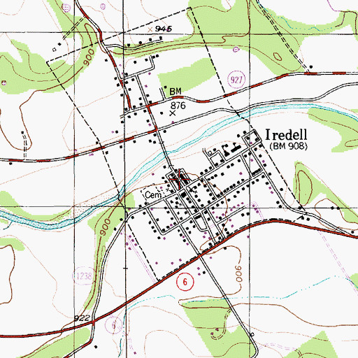 Topographic Map of Iredell City Hall, TX