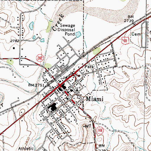 Topographic Map of Miami City Offices, TX