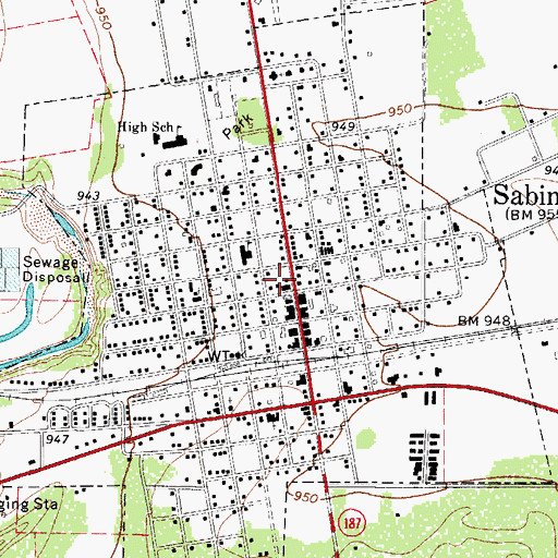 Topographic Map of Sabinal City Hall, TX