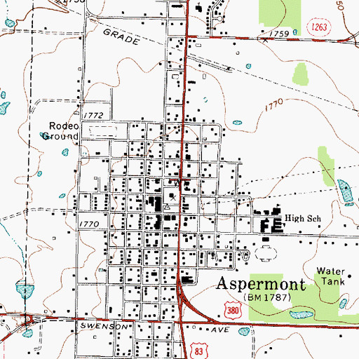 Topographic Map of Aspermont City Hall, TX