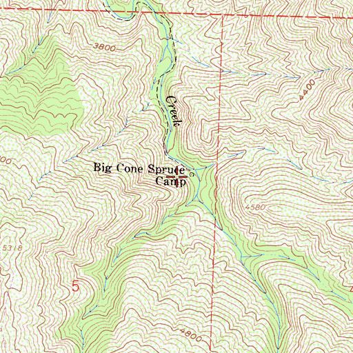 Topographic Map of Big Cone Spruce Camp, CA