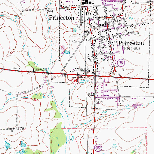 Topographic Map of Princeton City Hall, TX