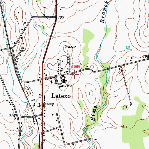 Topographic Map of Latexo City Hall, TX