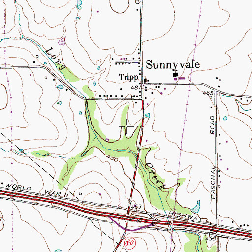 Topographic Map of Sunnyvale Town Hall, TX