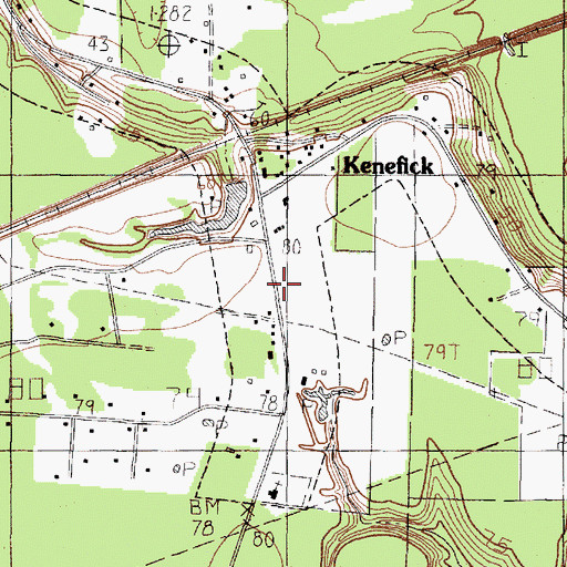 Topographic Map of Kenefick City Hall, TX