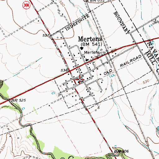 Topographic Map of Mertens City Office, TX