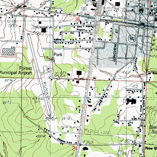 Topographic Map of Scott County Sheriff's Office, MS