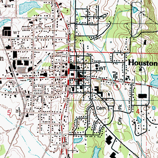 Topographic Map of Houston Police Department, MS