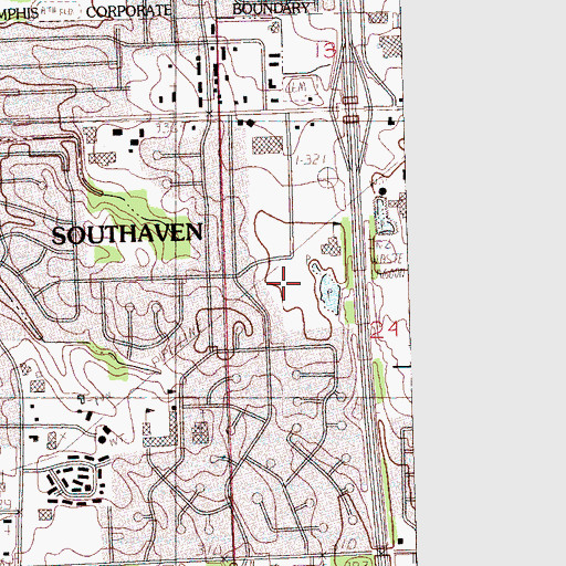 Topographic Map of Southaven Police Department, MS