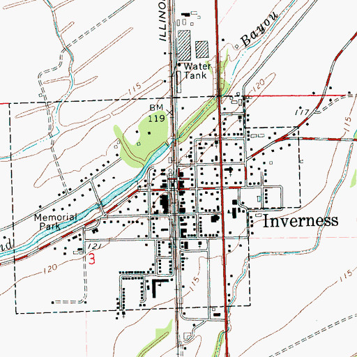 Topographic Map of Inverness Police Department, MS