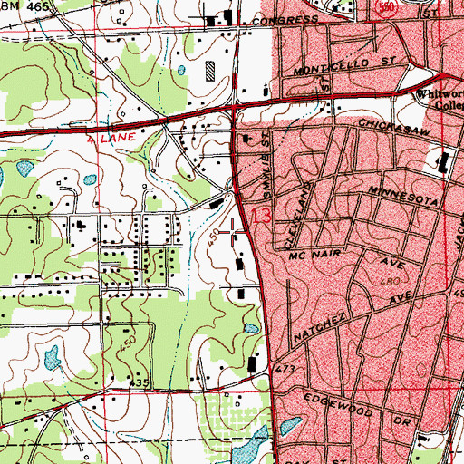 Topographic Map of Brookhaven Police Department, MS