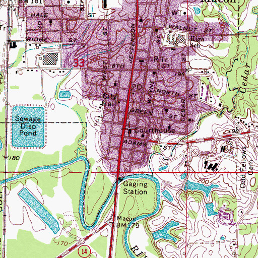 Topographic Map of Noxubee County Sheriff's Office, MS