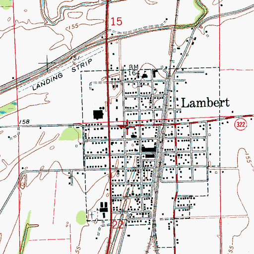 Topographic Map of Lambert Police Department, MS