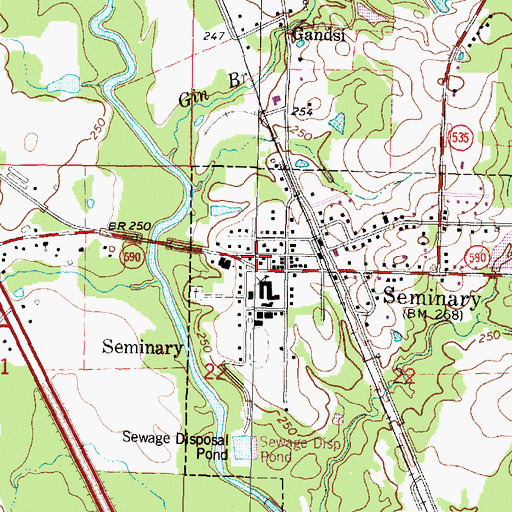 Topographic Map of Seminary Town Police Department, MS
