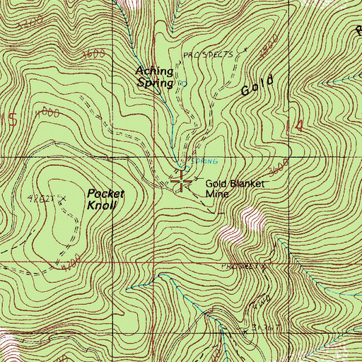 Topographic Map of Gold Blanket Mine, OR
